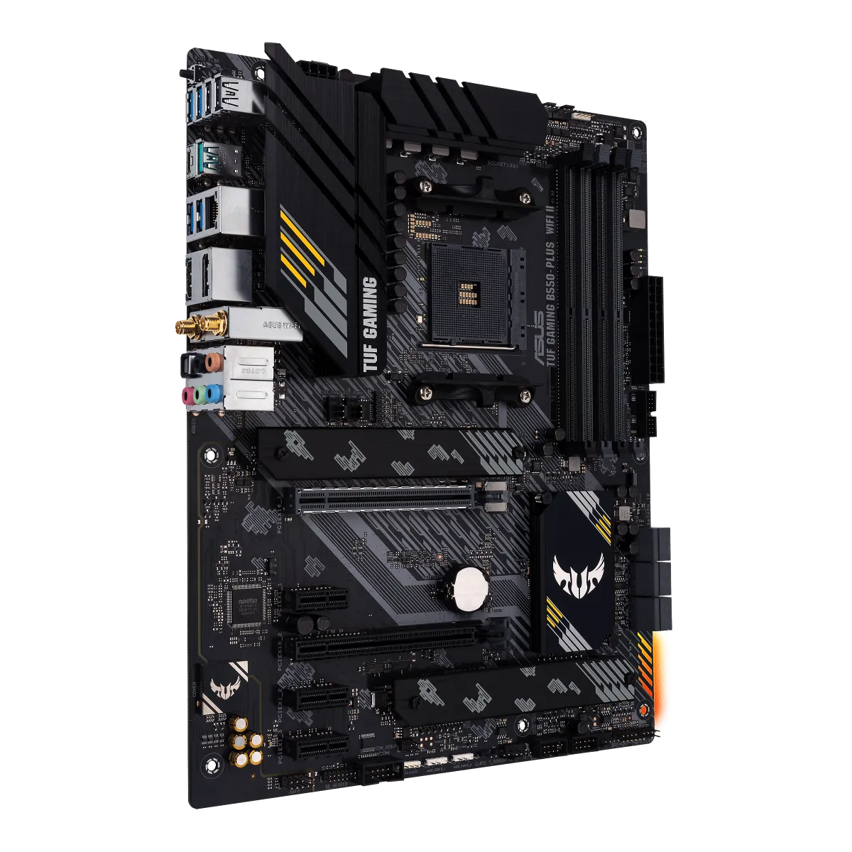 ASUS TUF Gaming B550-PLUS WiFi II - vue latérale officielle en angle