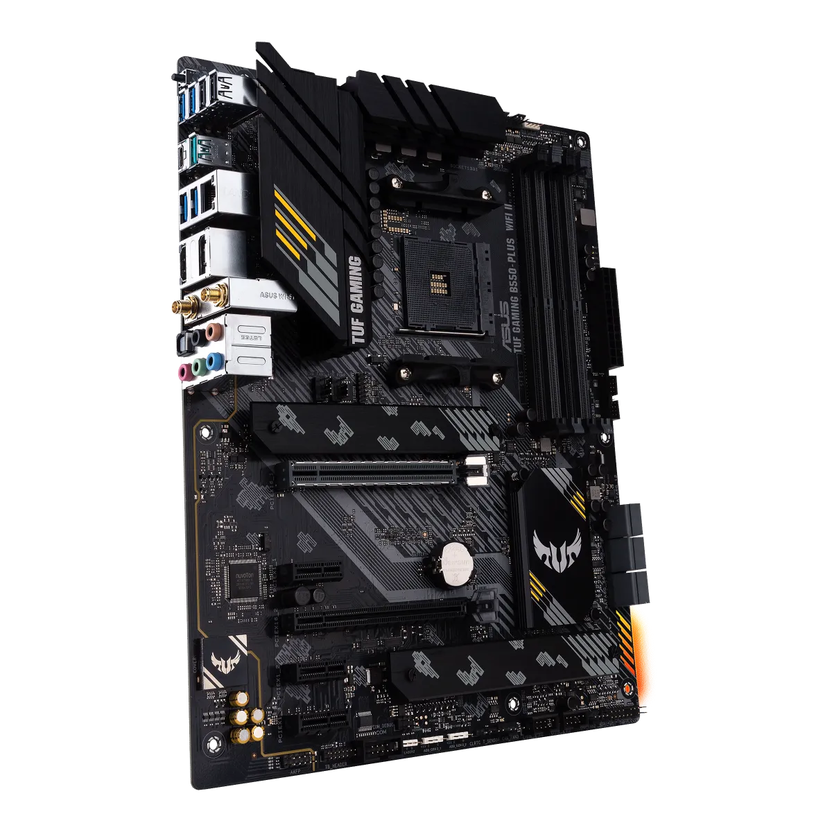 ASUS TUF Gaming B550-PLUS WiFi II - vue officielle en angle à droite