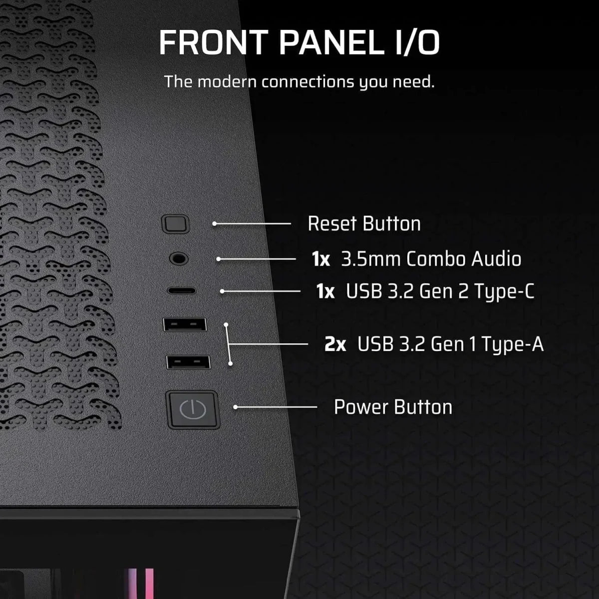 Corsair 3500X RS-R ARGB Mid-Tower PC Case 3x RS120-R ARGB Fans GPU Anti-Sag Arm - Black - OPCbleu