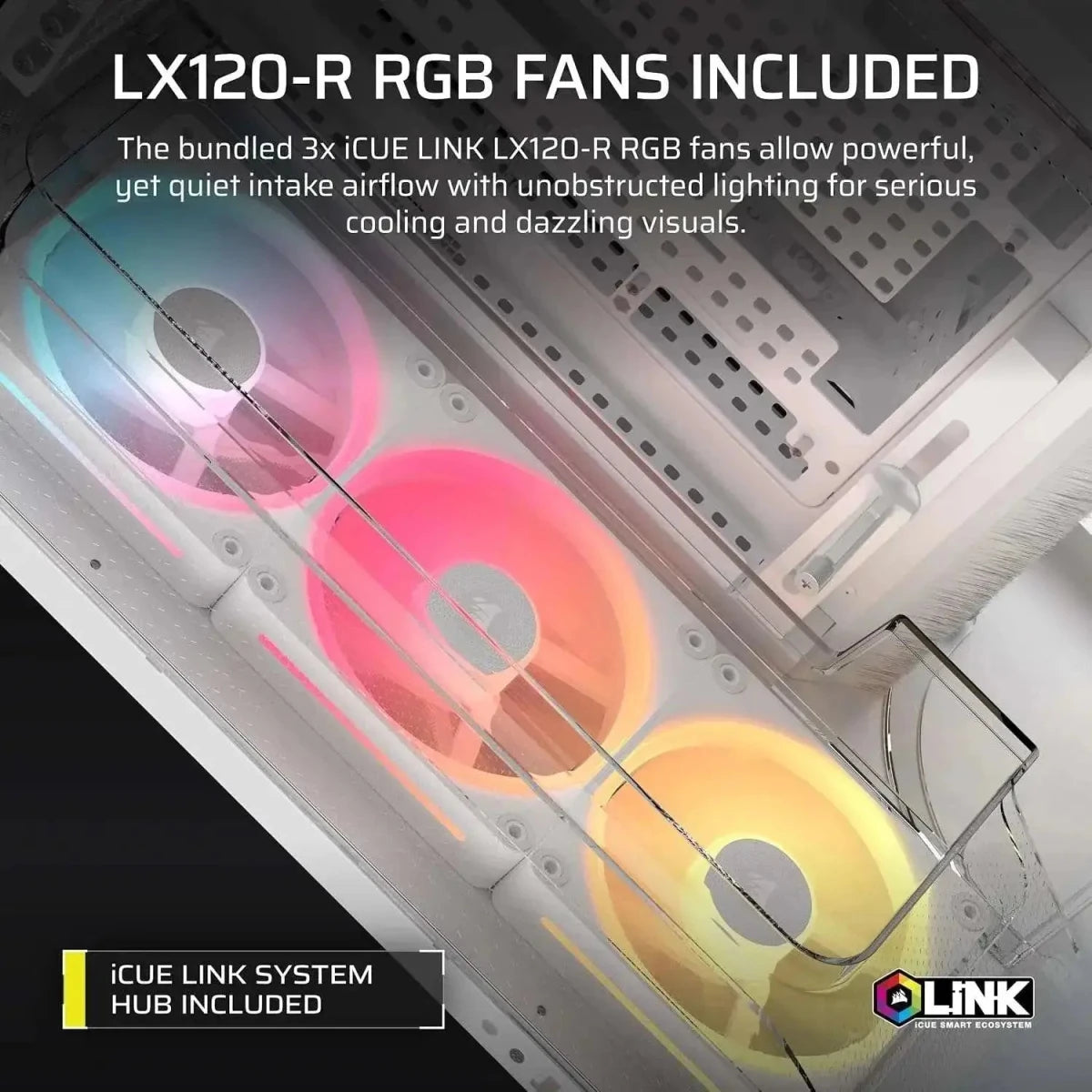 Corsair AIR 5400 LX-R RGB iCUE Link Mid-Tower PC Case - White - OPCbleu