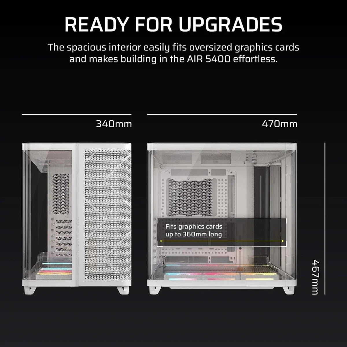 Corsair AIR 5400 LX-R RGB iCUE Link Mid-Tower PC Case - White - OPCbleu