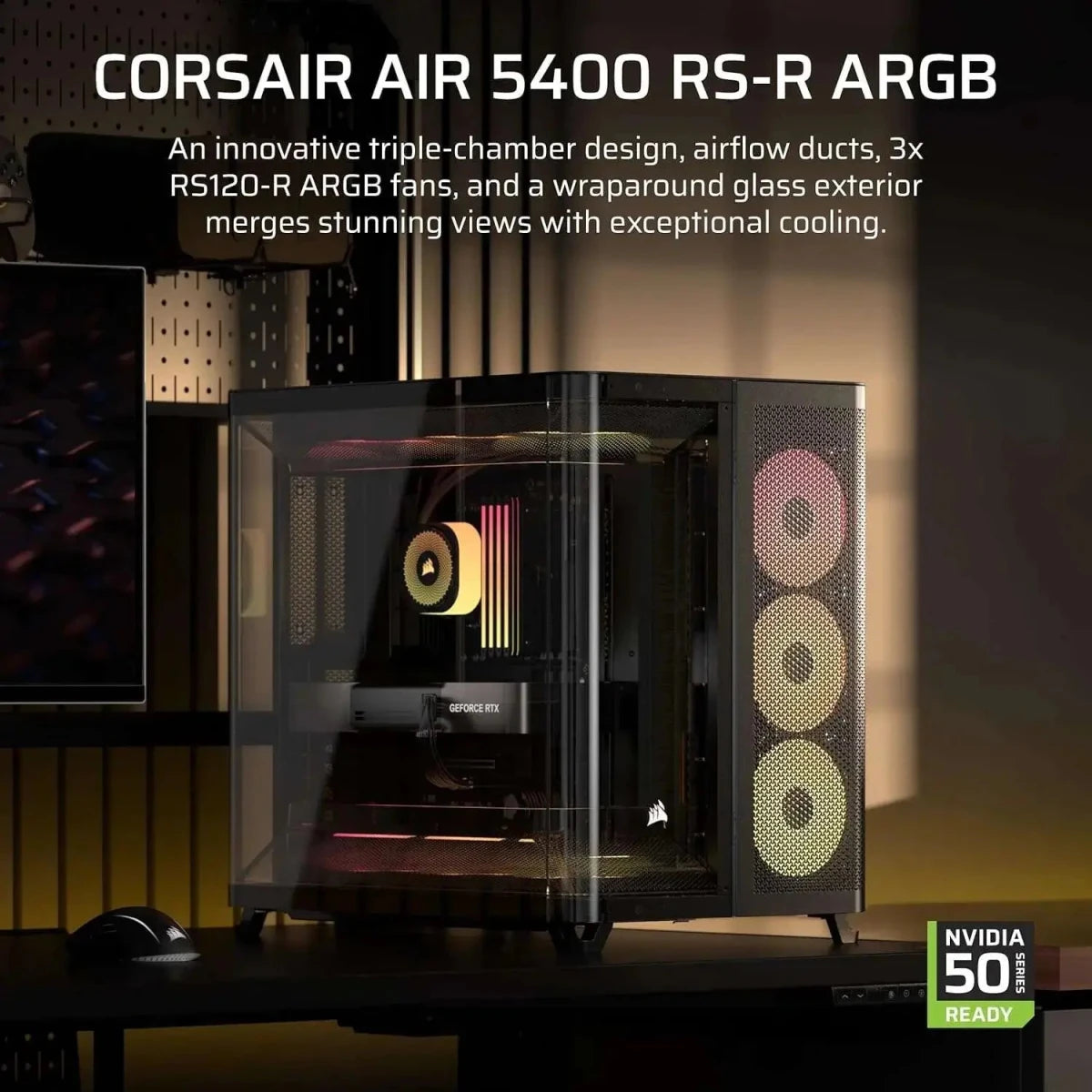 Corsair AIR 5400 RS-R ARGB Mid-Tower PC Case - Black - OPCbleu