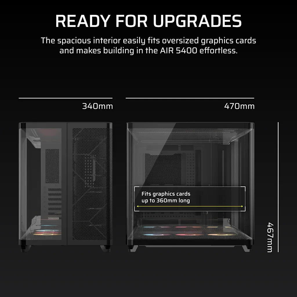 Corsair AIR 5400 RS-R ARGB Triple Chamber Mid-Tower PC Case Black