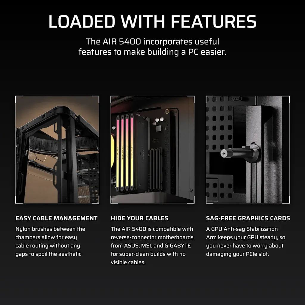 Corsair AIR 5400 RS-R ARGB Triple Chamber Mid-Tower PC Case Black