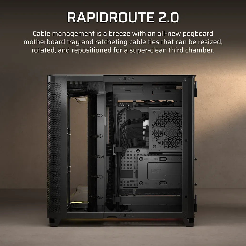 Corsair AIR 5400 RS-R ARGB Triple Chamber Mid-Tower PC Case Black