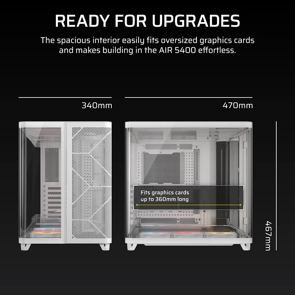Corsair AIR 5400 RS-R ARGB Triple Chamber Mid-Tower PC Case White