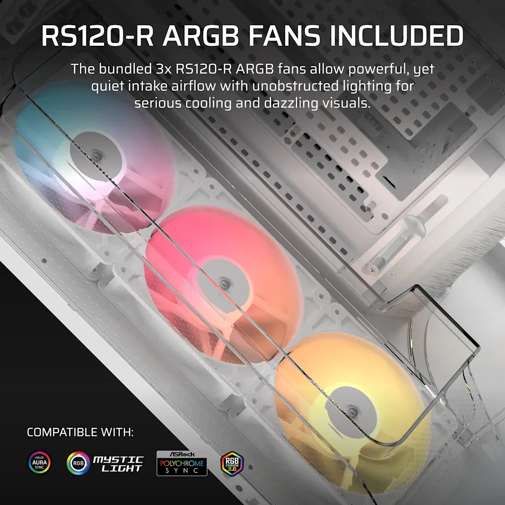 Corsair AIR 5400 RS-R ARGB Triple Chamber Mid-Tower PC Case White