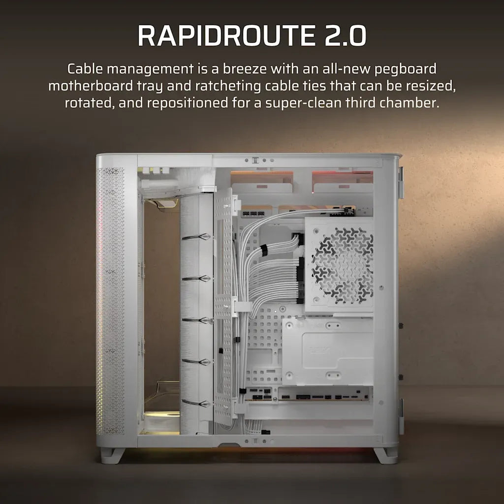 Corsair AIR 5400 RS-R ARGB Triple Chamber Mid-Tower PC Case White