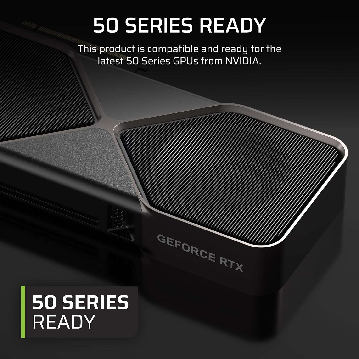 Black power supply with large ventilation grille on top and side mesh intake
