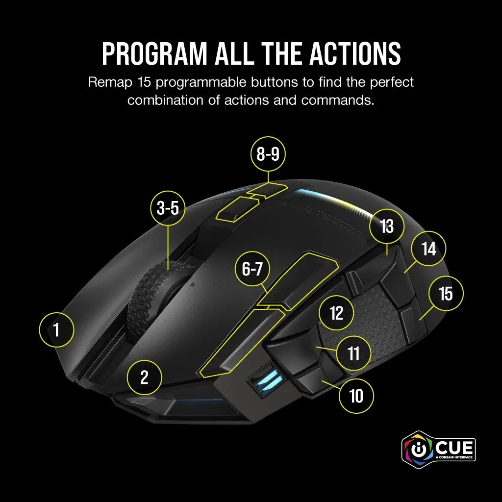 Corsair DARKSTAR Wireless RGB MMO Gaming Mouse 26K DPI Black