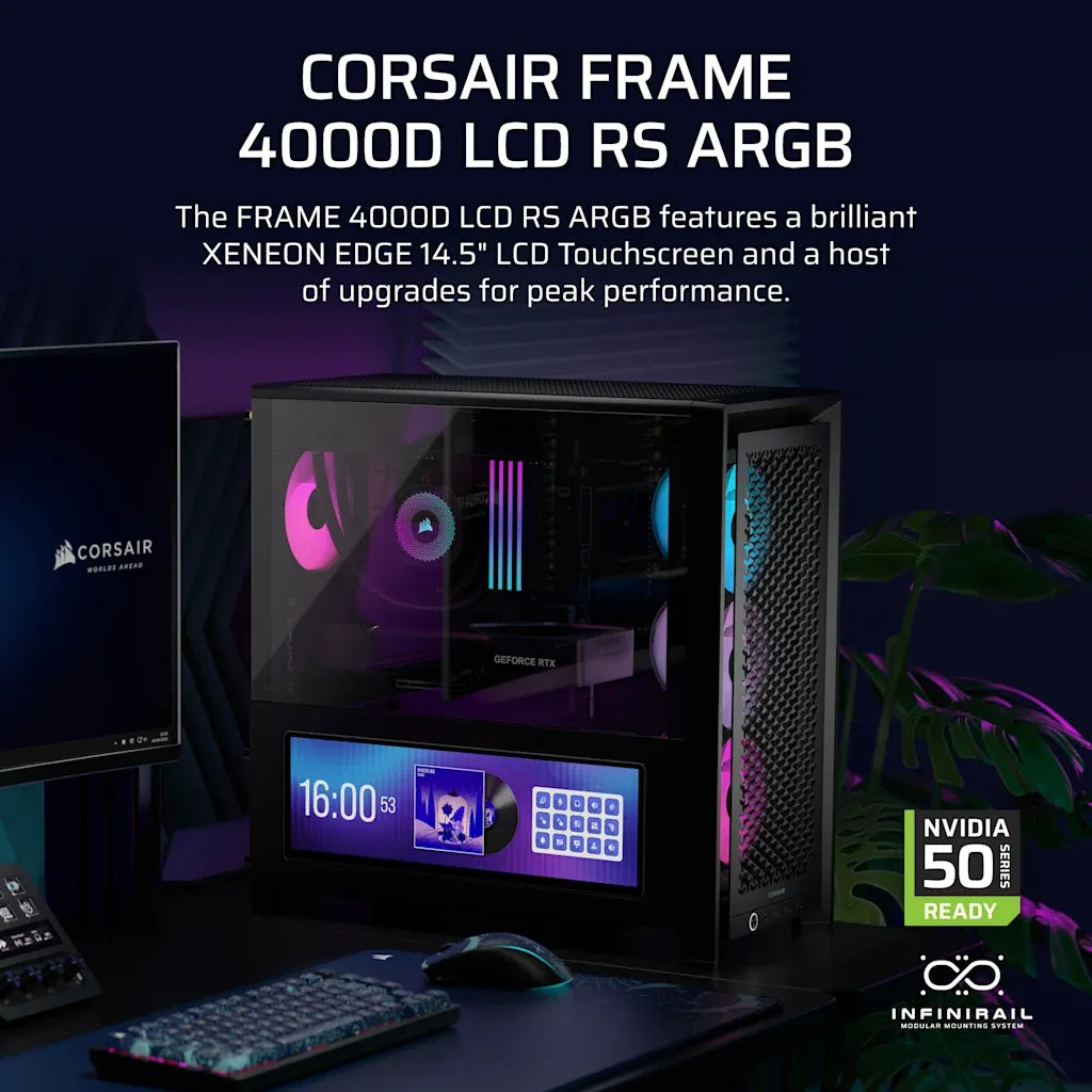 Corsair FRAME 4000D LCD RS ARGB Premium Mid-Tower PC Case Black