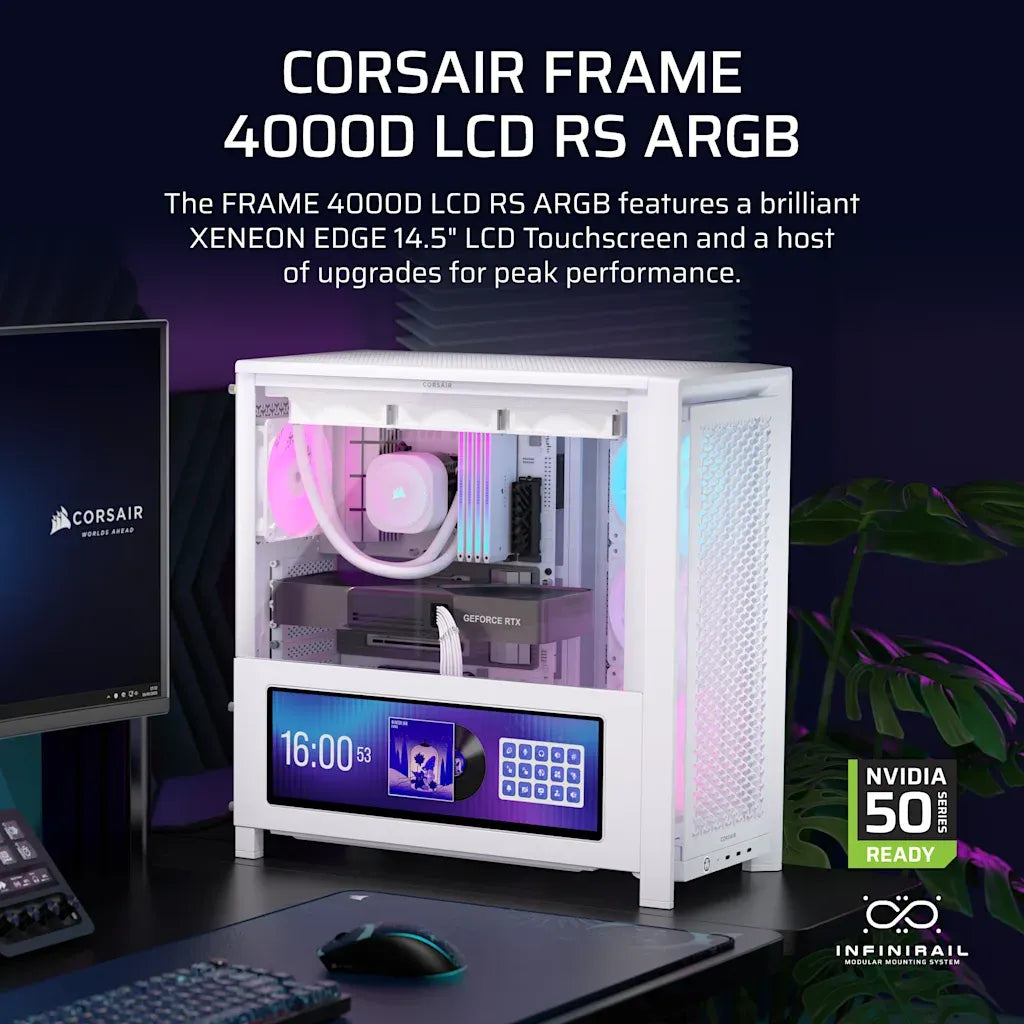 Corsair FRAME 4000D LCD RS ARGB Premium Mid-Tower PC Case White