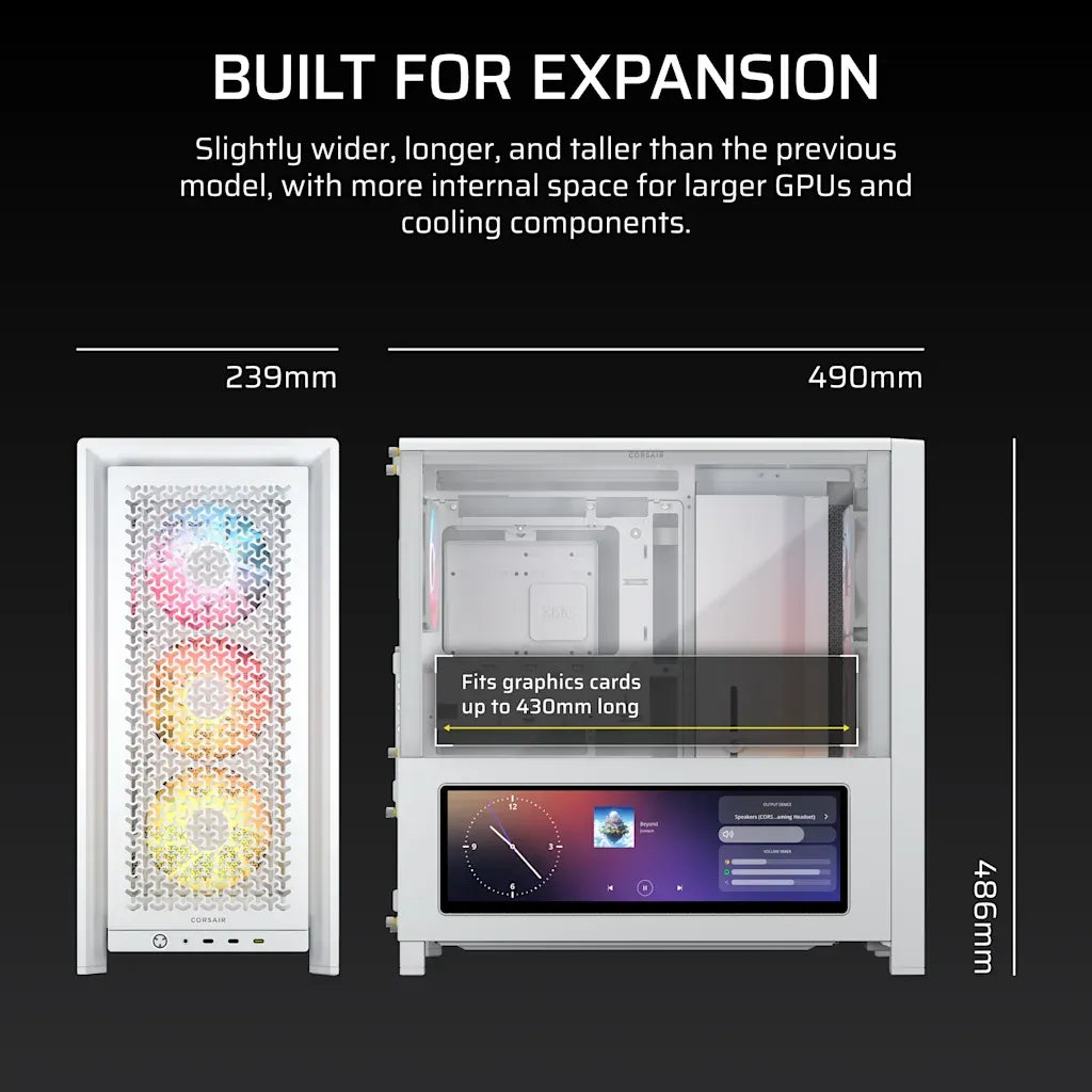 Corsair FRAME 4000D LCD RS ARGB Premium Mid-Tower PC Case White