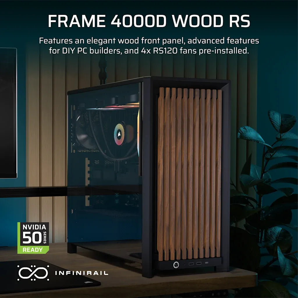 Corsair FRAME 4000D WOOD RS Modular Mid-Tower PC Case Black/Walnut