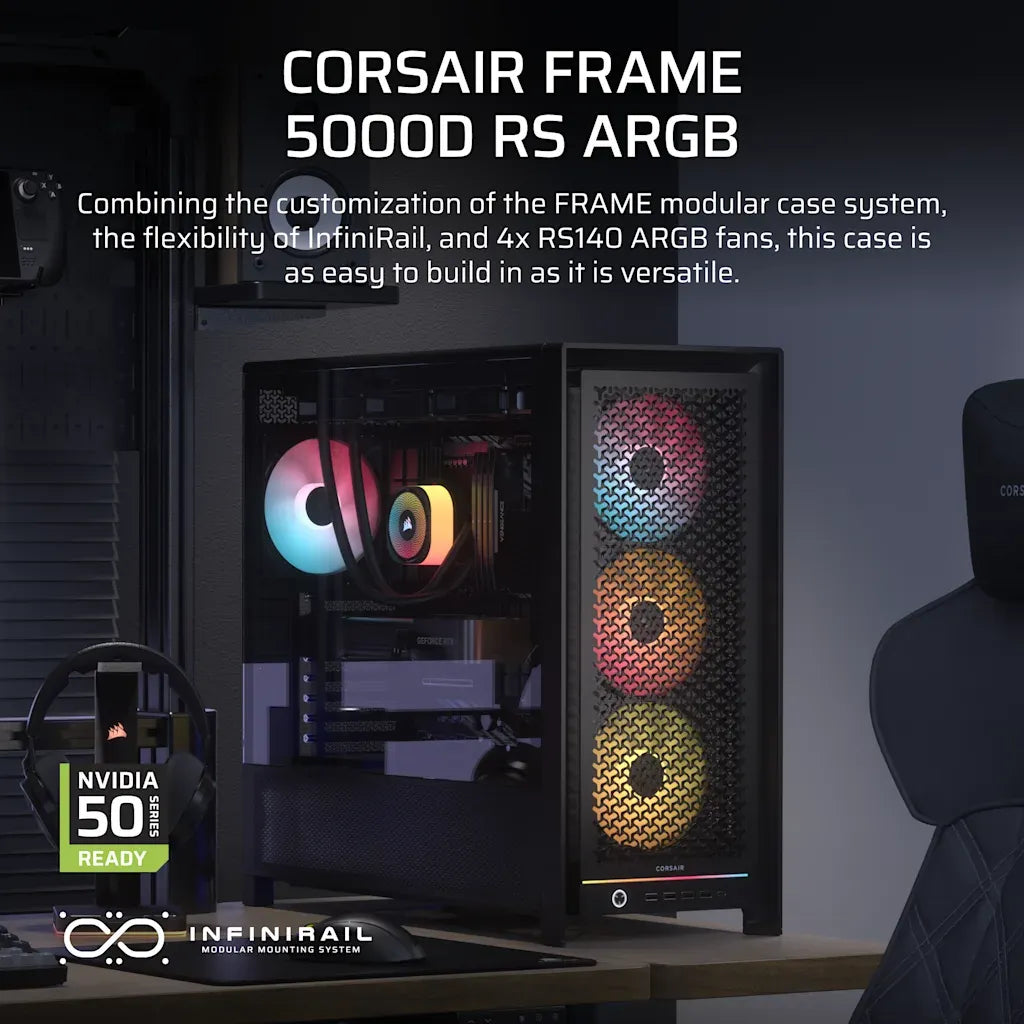 Corsair FRAME 5000D RS ARGB Modular Mid-Tower PC Case Black