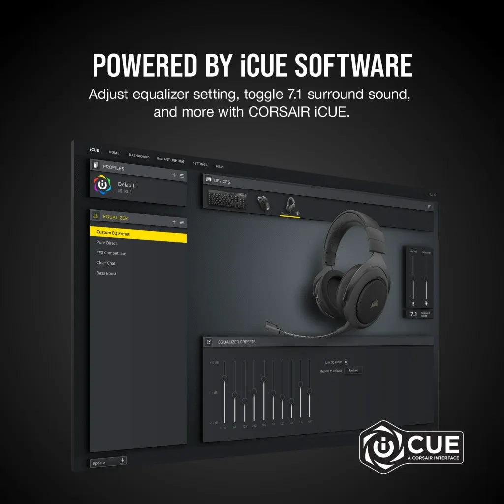 Corsair HS70 PRO Wireless Gaming Headset 7.1 Surround Carbon