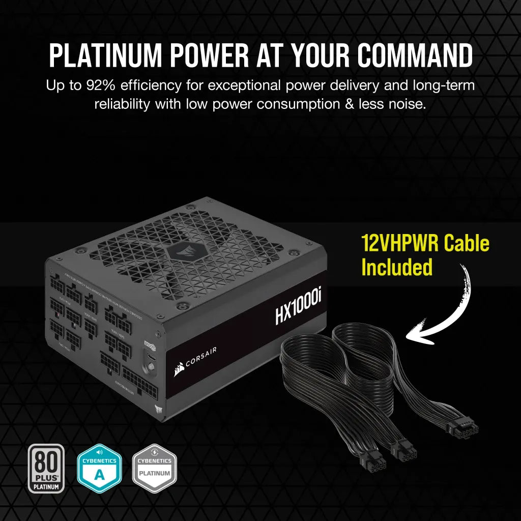Corsair HX1000i Fully Modular Ultra-Low Noise Platinum ATX Power Supply 1000W