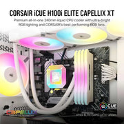 Refroidisseur liquide CPU Corsair iCUE H100i Elite CAPELLIX XT radiateur 240 mm – Blanc — radiateur