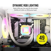 Refroidisseur liquide CPU Corsair iCUE H100i Elite CAPELLIX XT radiateur 240 mm – Blanc — radiateur