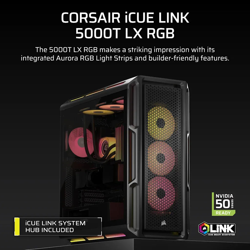 Corsair iCUE LINK 5000T LX RGB Mid-Tower High-Performance PC Case