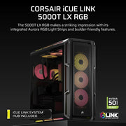 Corsair iCUE LINK 5000T LX RGB Mid-Tower High-Performance PC Case - Black