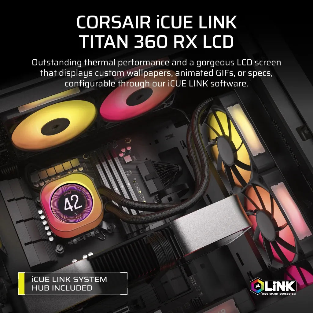 Corsair iCUE LINK TITAN 360 RX LCD Liquid CPU Cooler Black