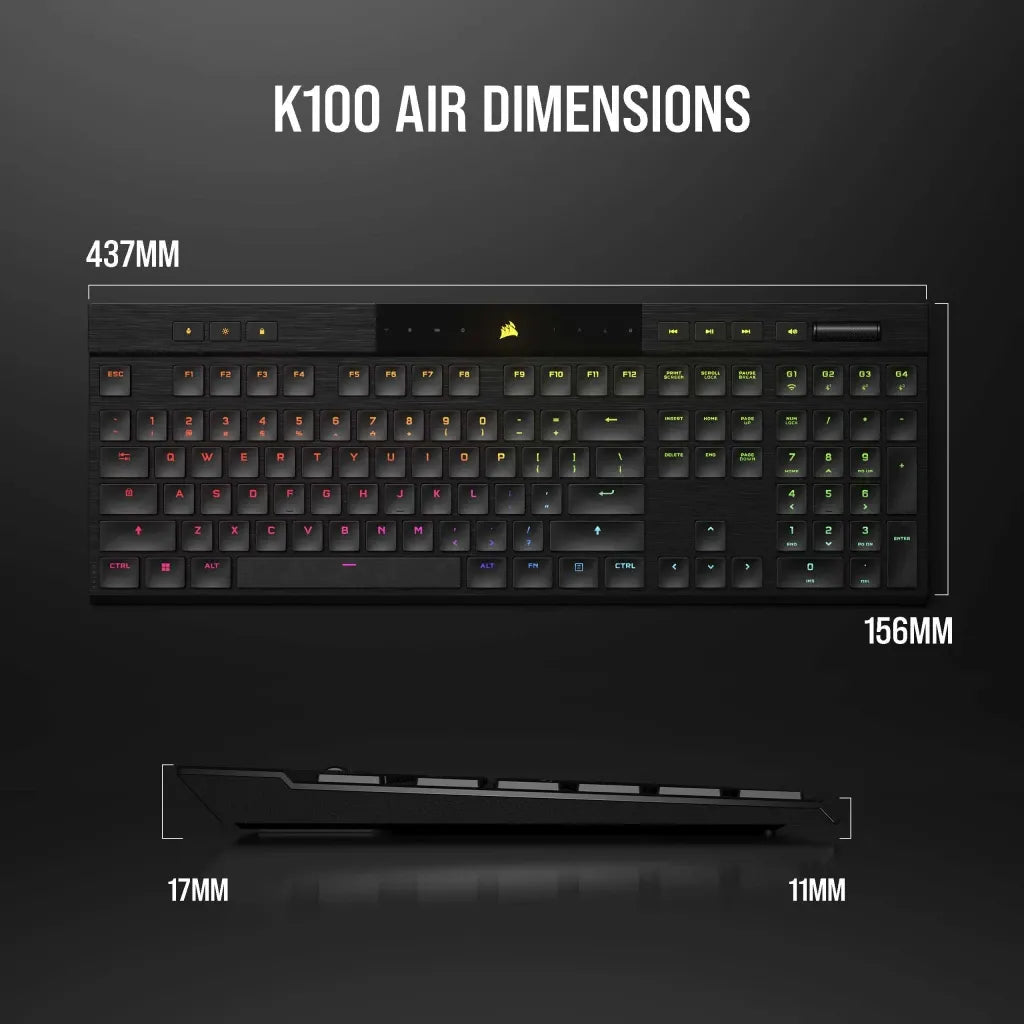Corsair K100 AIR Wireless RGB Ultra-Thin Mechanical Gaming Keyboard CHERRY MX Black