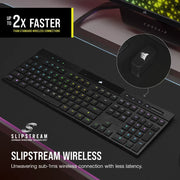 Clavier Corsair K100 AIR sans fil RGB Ultra-Thin mécanique — commutateurs CHERRY MX
