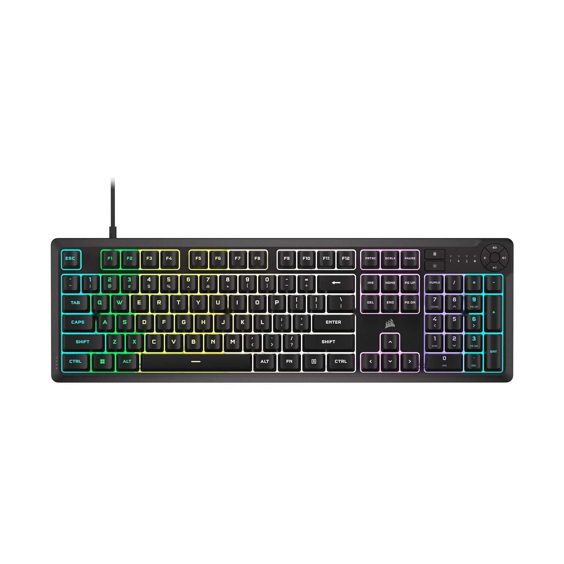 Corsair K55 CORE RGB membrane gaming keyboard, black Ten-Zone lighting, full layout