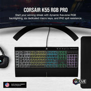Corsair K55 RGB PRO Membrane Gaming Keyboard IP42 Spill-Resistant - Black