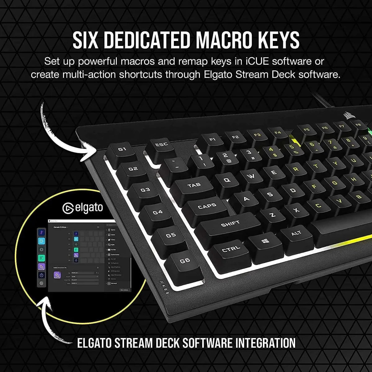 Corsair K55 RGB PRO Membrane Gaming Keyboard IP42 Spill-Resistant - Black