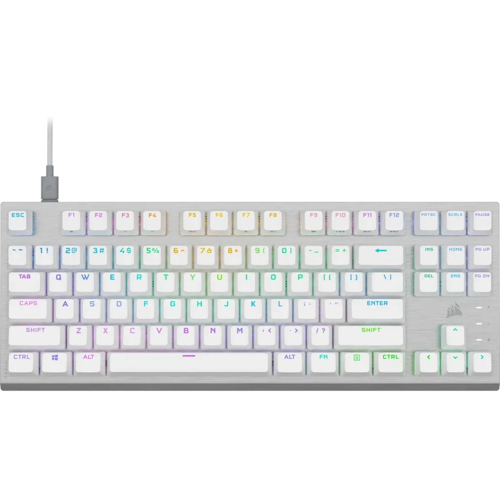 Corsair K60 PRO TKL RGB Tenkeyless Optical-Mechanical Gaming Keyboard OPX Switch White