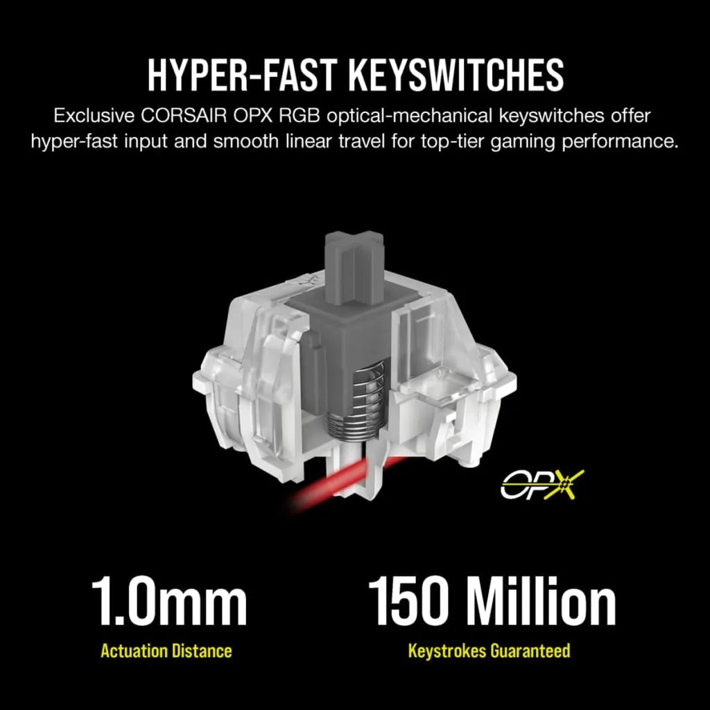 Corsair K60 PRO TKL RGB Tenkeyless Optical-Mechanical Gaming Keyboard OPX Switch White