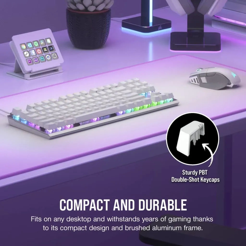 Corsair K60 PRO TKL RGB Tenkeyless Optical-Mechanical Gaming Keyboard OPX Switch White