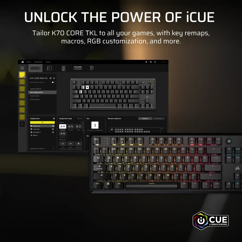 Corsair K70 CORE TKL RGB Mechanical Gaming Keyboard Black