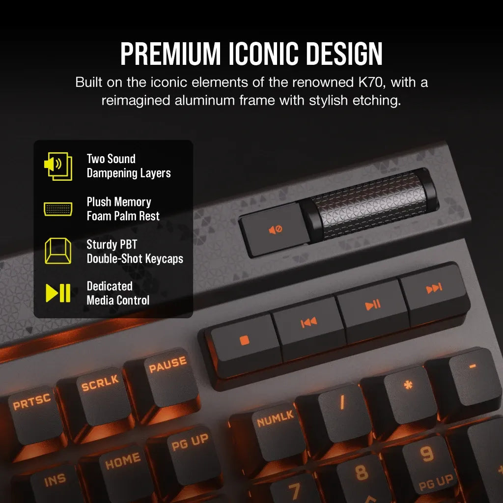 Corsair K70 MAX RGB Magnetic-Mechanical Gaming Keyboard MGX Switches Steel Grey