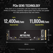 SSD M.2 NVMe 2.0 Corsair MP700 PRO 1 To PCIe Gen5 x4