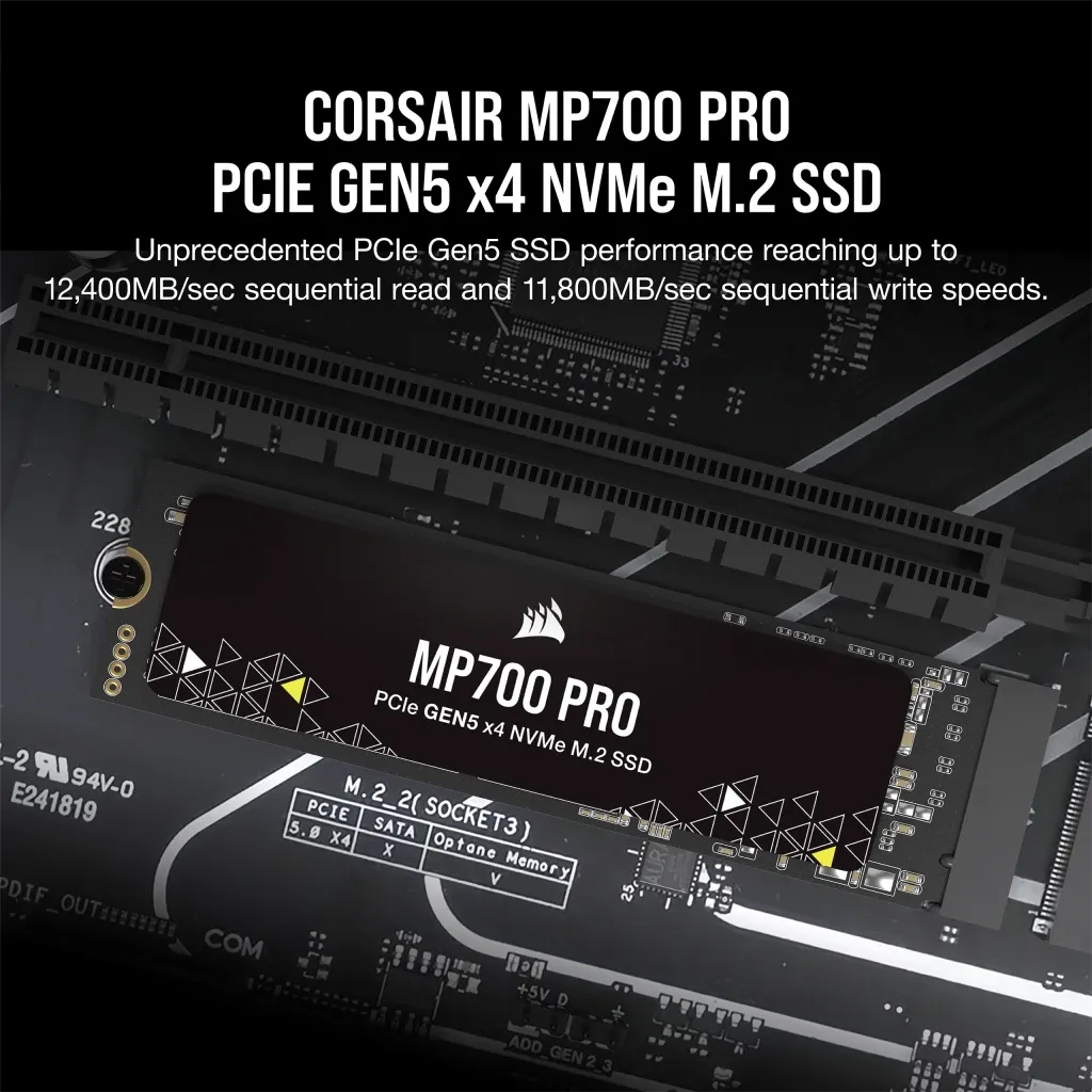 Corsair MP700 PRO 1TB PCIe Gen5 x4 NVMe 2.0 M.2 SSD