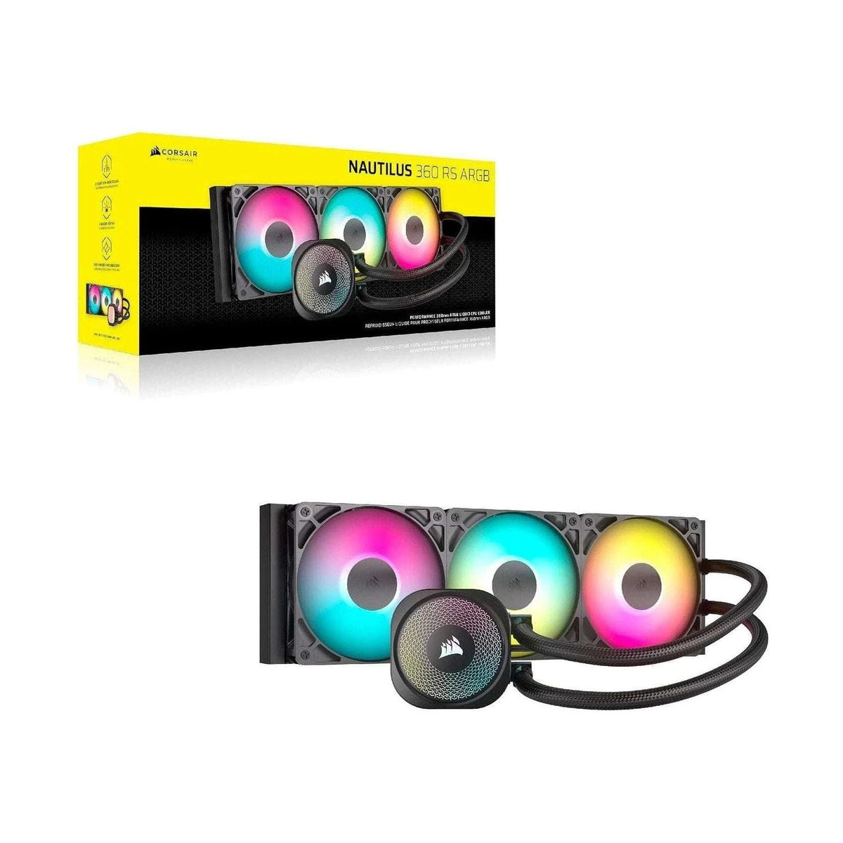Refroidisseur liquide pour processeur CORSAIR Nautilus RS ARGB 360 mm à faible bruit - noir, vue 2
