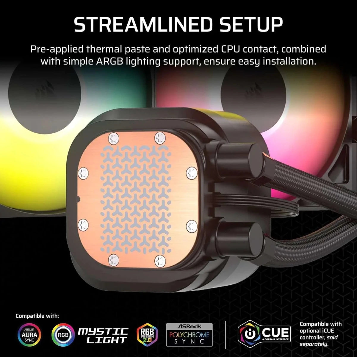 Refroidisseur liquide CPU CORSAIR Nautilus RS ARGB 360 mm – faible bruit – Noir