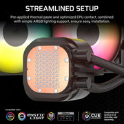 Refroidisseur liquide CPU CORSAIR Nautilus RS ARGB 360 mm – faible bruit – Noir