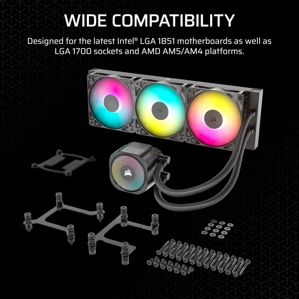 Refroidisseur liquide CPU CORSAIR Nautilus RS ARGB 360 mm – faible bruit – Noir
