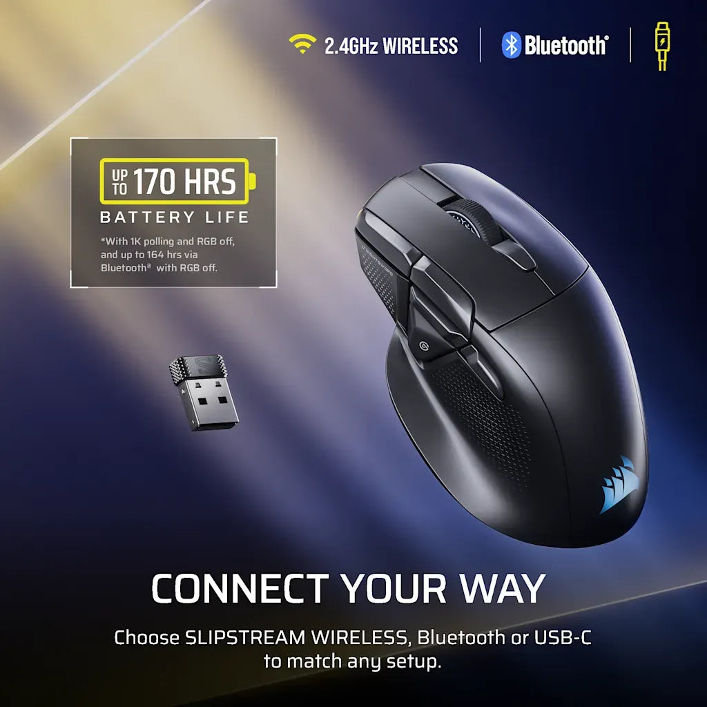Corsair NIGHTSWORD v2 WIRELESS SD Stream Deck Gaming Mouse 33K DPI Black