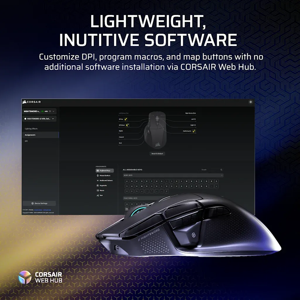 Corsair NIGHTSWORD v2 WIRELESS SD Stream Deck Gaming Mouse 33K DPI Black