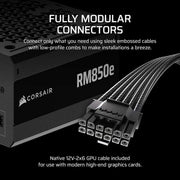 Corsair RM850e 2025 Alimentation entièrement modulaire 850 W – Noir — conception modulaire