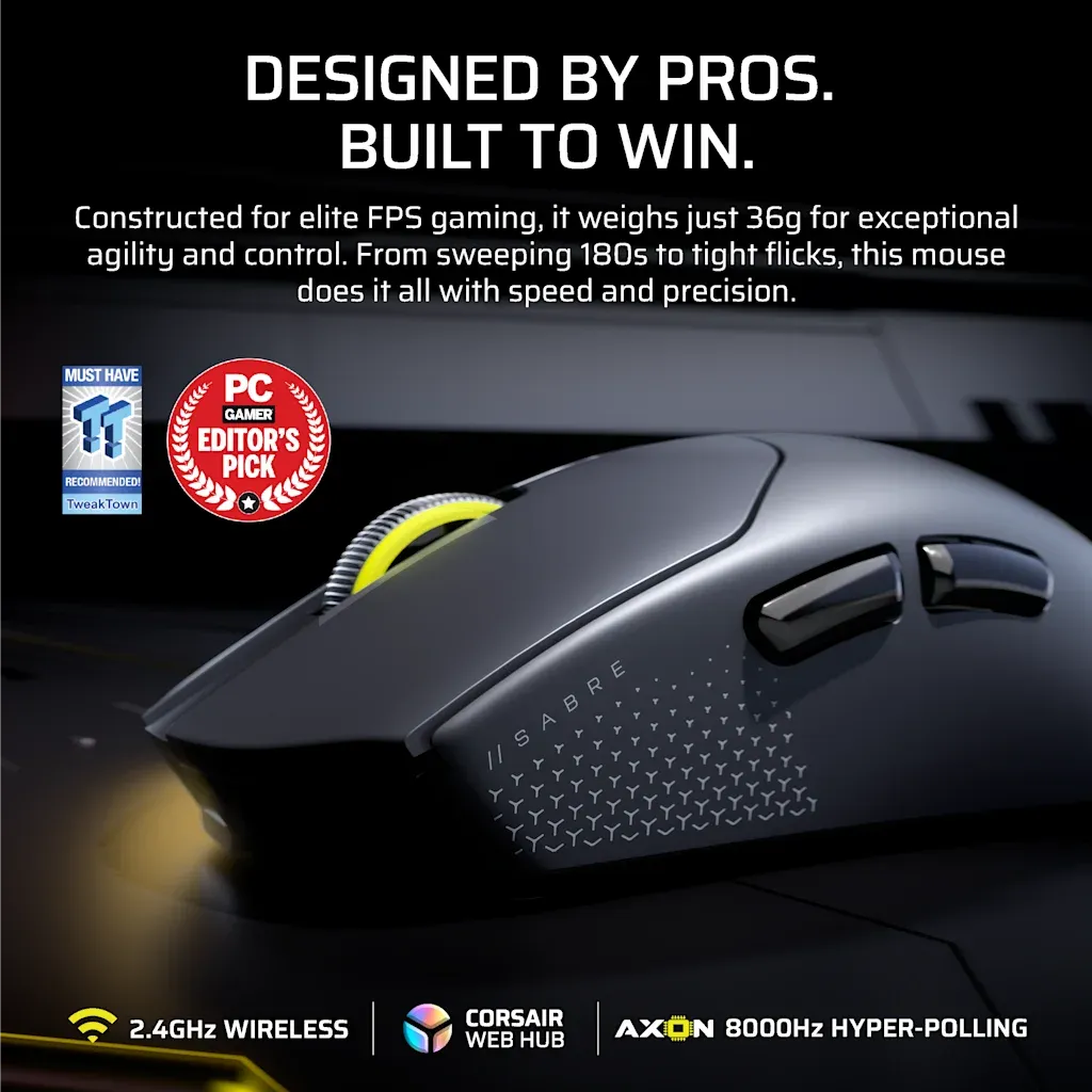 Corsair SABRE v2 PRO Ultralight Wireless Gaming Mouse 33K DPI Black