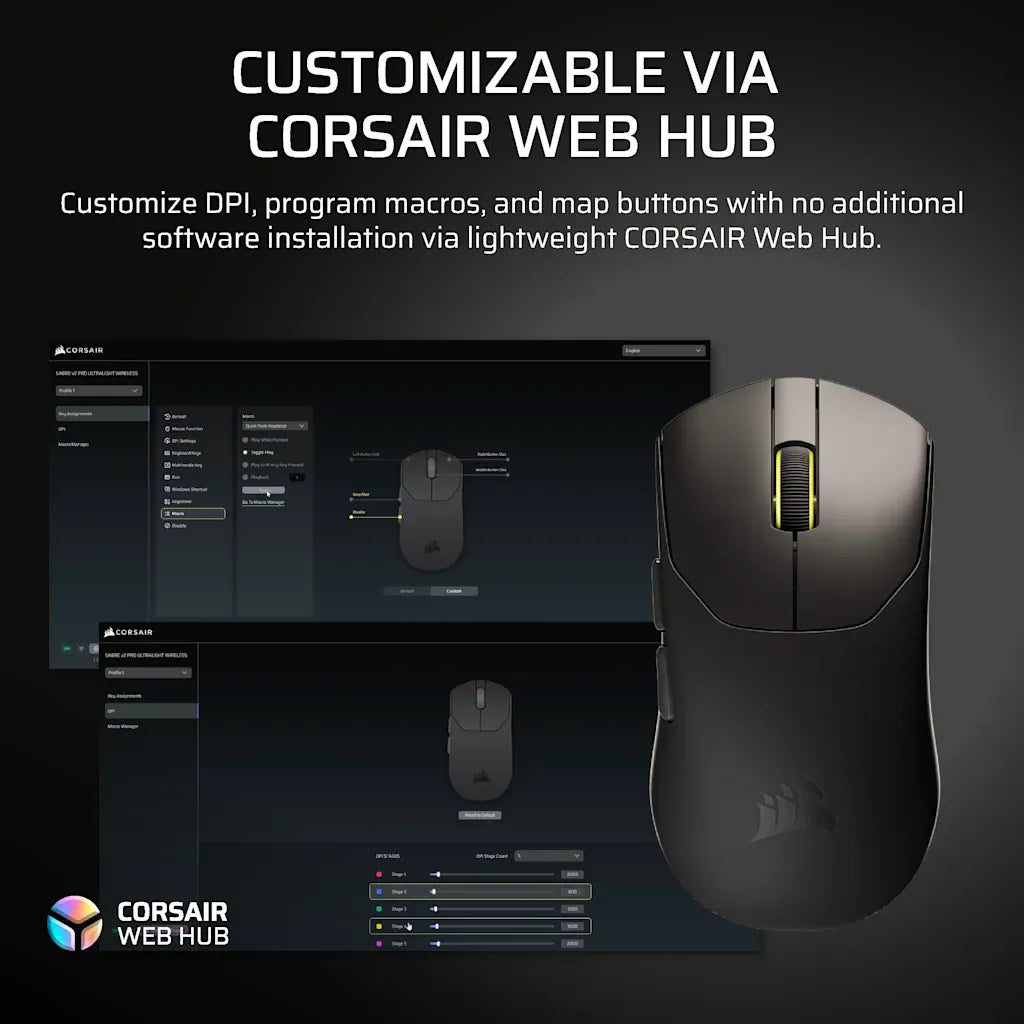 Corsair SABRE v2 PRO Ultralight Wireless Gaming Mouse 33K DPI Black