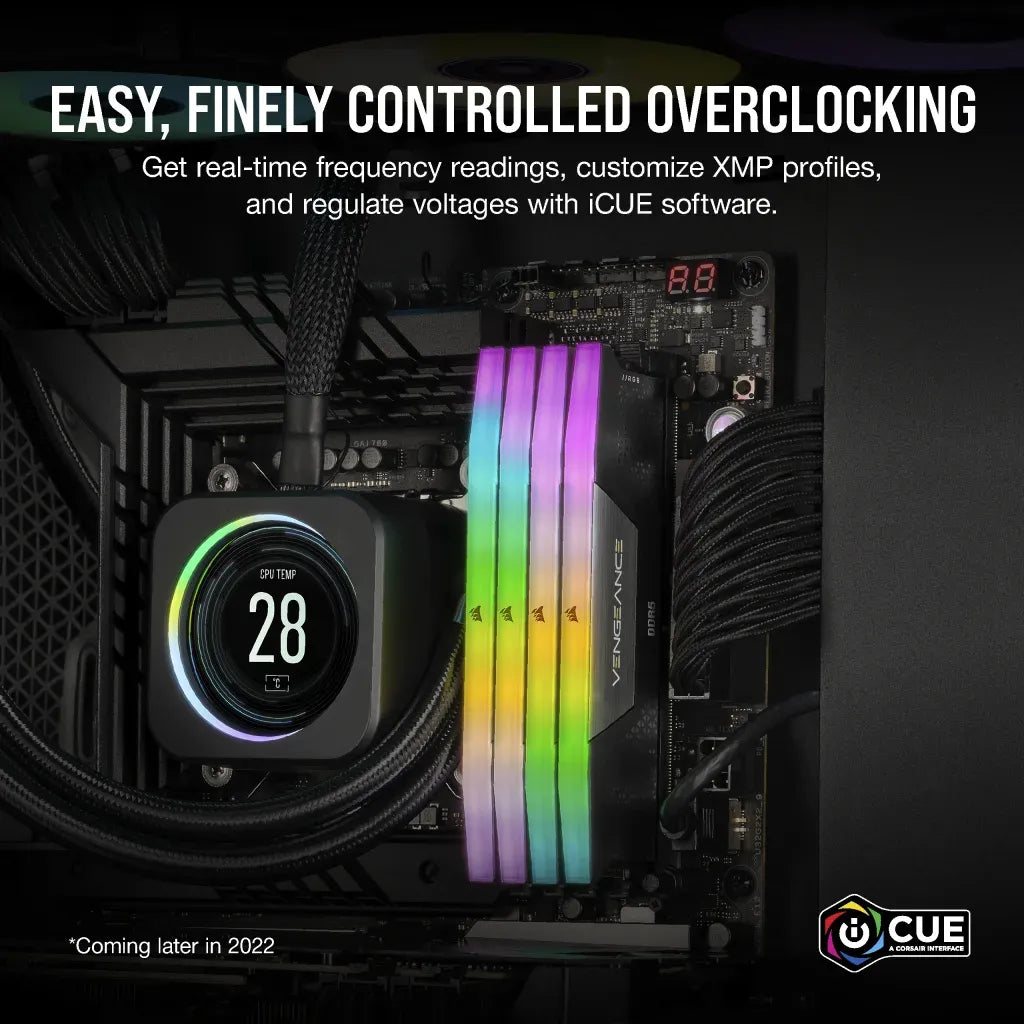 Corsair VENGEANCE RGB 64GB (2x32GB) DDR5 DRAM 4800MT/s CL40 Memory Kit Black