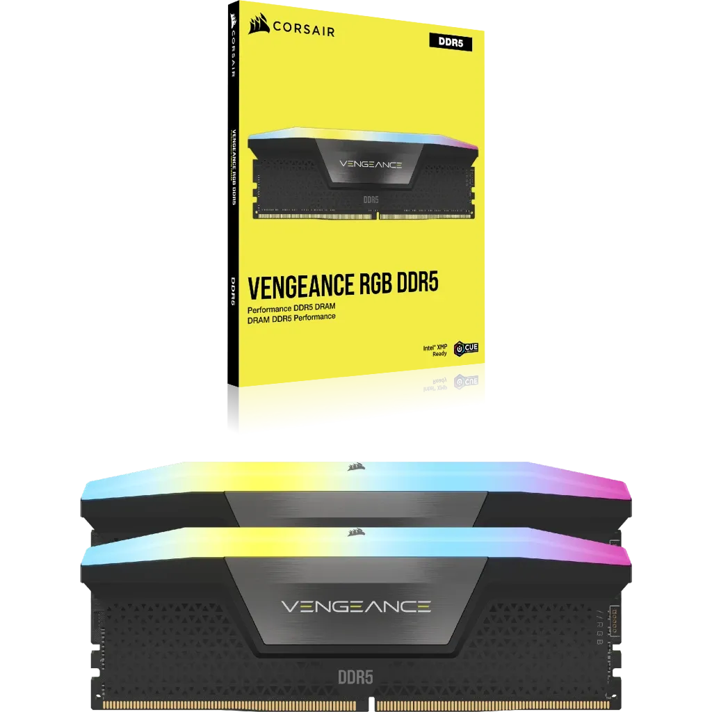 Corsair VENGEANCE RGB 64GB (2x32GB) DDR5 DRAM 4800MT/s CL40 Memory Kit Black