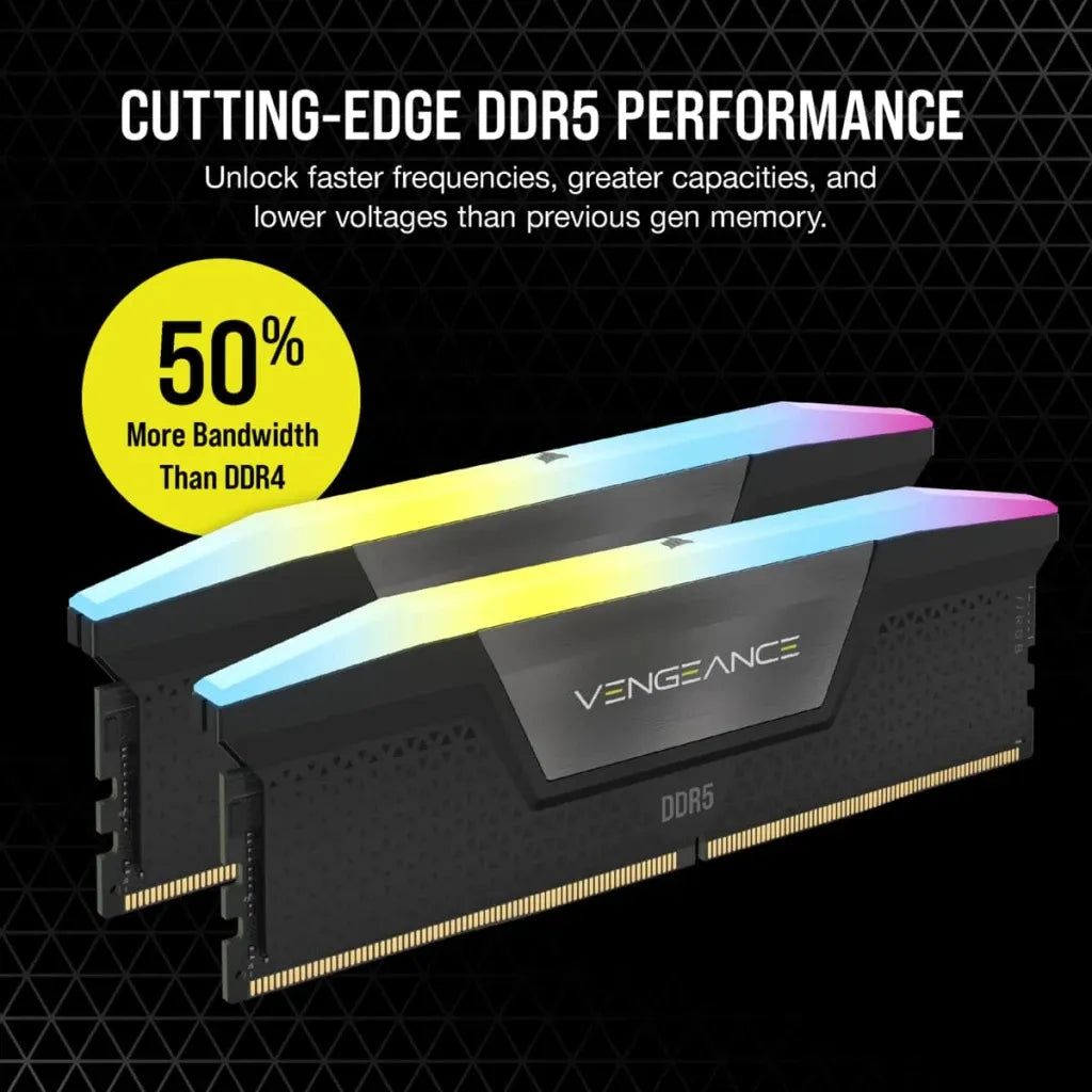 Corsair VENGEANCE RGB 96GB (2x48GB) DDR5 DRAM 5600MT/s CL40 Memory Kit